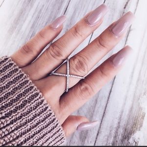 X Fashion Ring 7, Silver color CZ Diamond